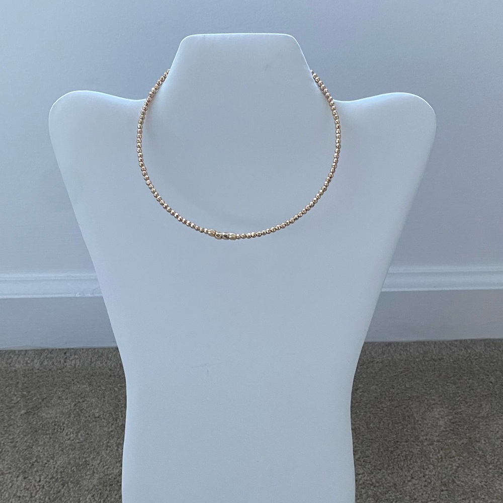 Gold Round Beaded Choker Necklace